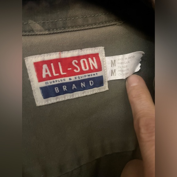 ALL-SON 100% Durable COTTON CAMO Jacket Shirt Long Sleeve Button Down - Picture 3 of 12